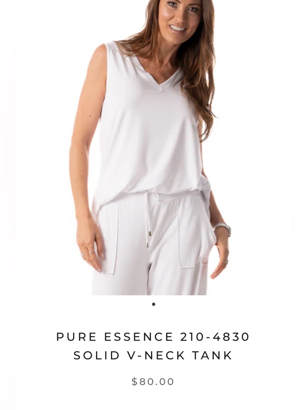 Sz M⭐️🇨🇦NWT Pure Essence White Reversible Sleeveless V Neck Bamboo Top PTP 18”
